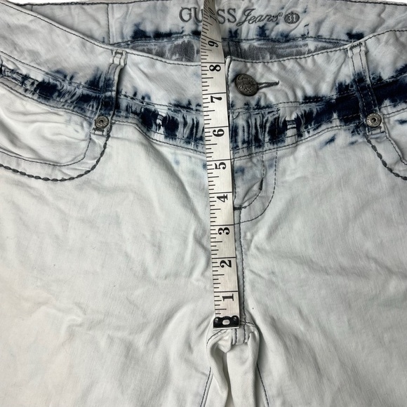 Guess Jean Short VTG Y2K Bleached Denim Women SZ 31 10 Cotton Zip 80s Yoke Skate - Picture 7 of 8